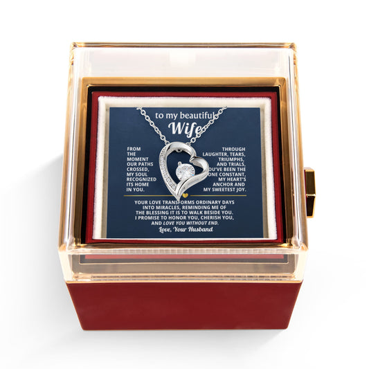 Wife Heart Necklace & Rose Gift Set