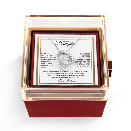 To My Daughter Necklace Rotating Rose  Box Gift Set