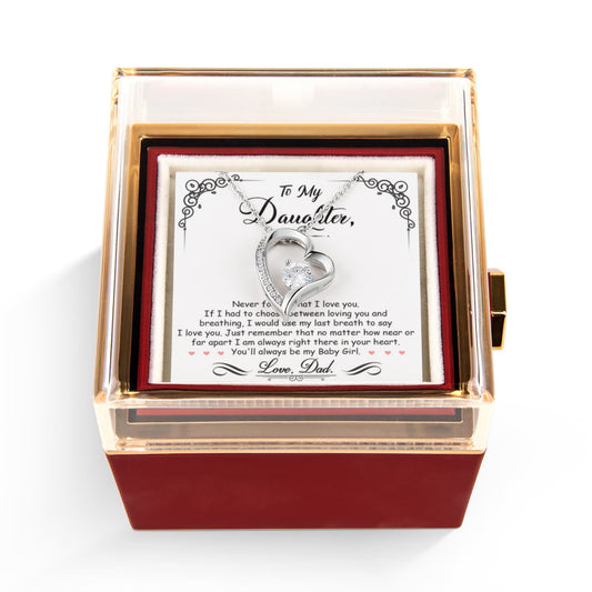 To My Daughter Necklace Rotating Rose  Box Gift Set