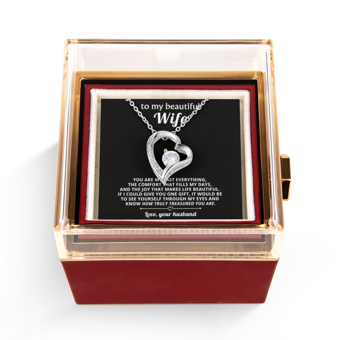 Wife Heart Necklace & Rose Gift Set