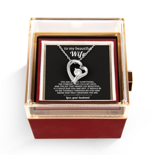 Wife Heart Necklace & Rose Gift Set