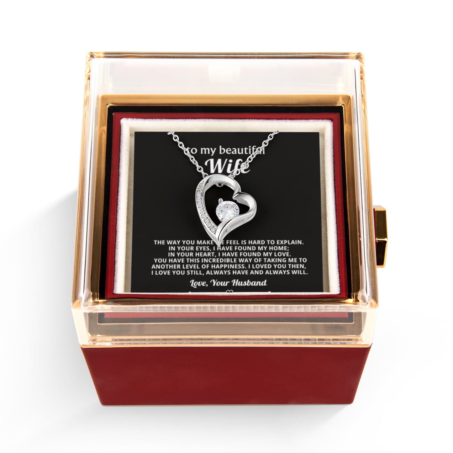 Wife Heart Necklace & Rose Gift Set
