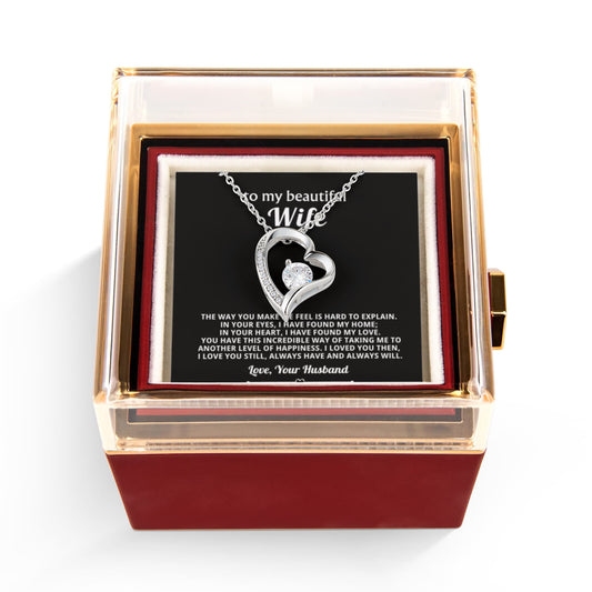 Wife Heart Necklace & Rose Gift Set