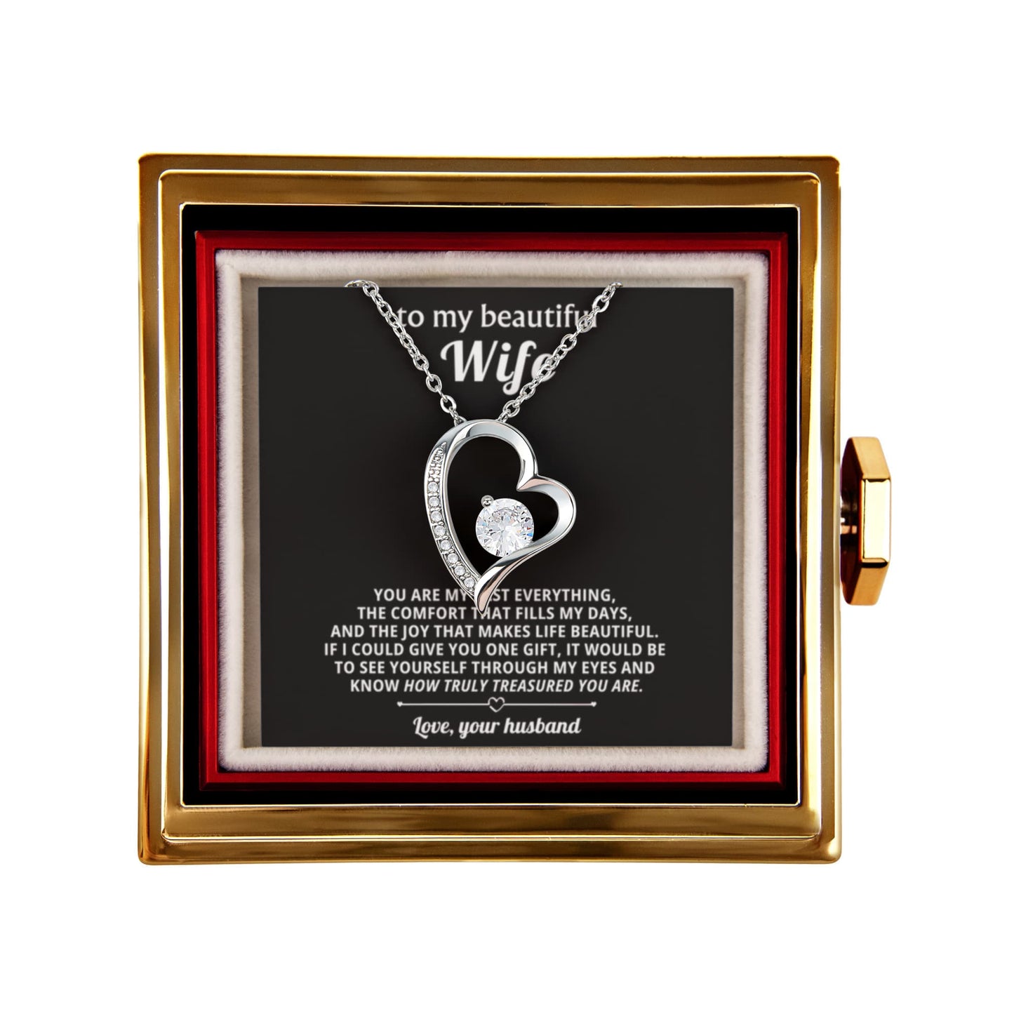 Wife Heart Necklace & Rose Gift Set