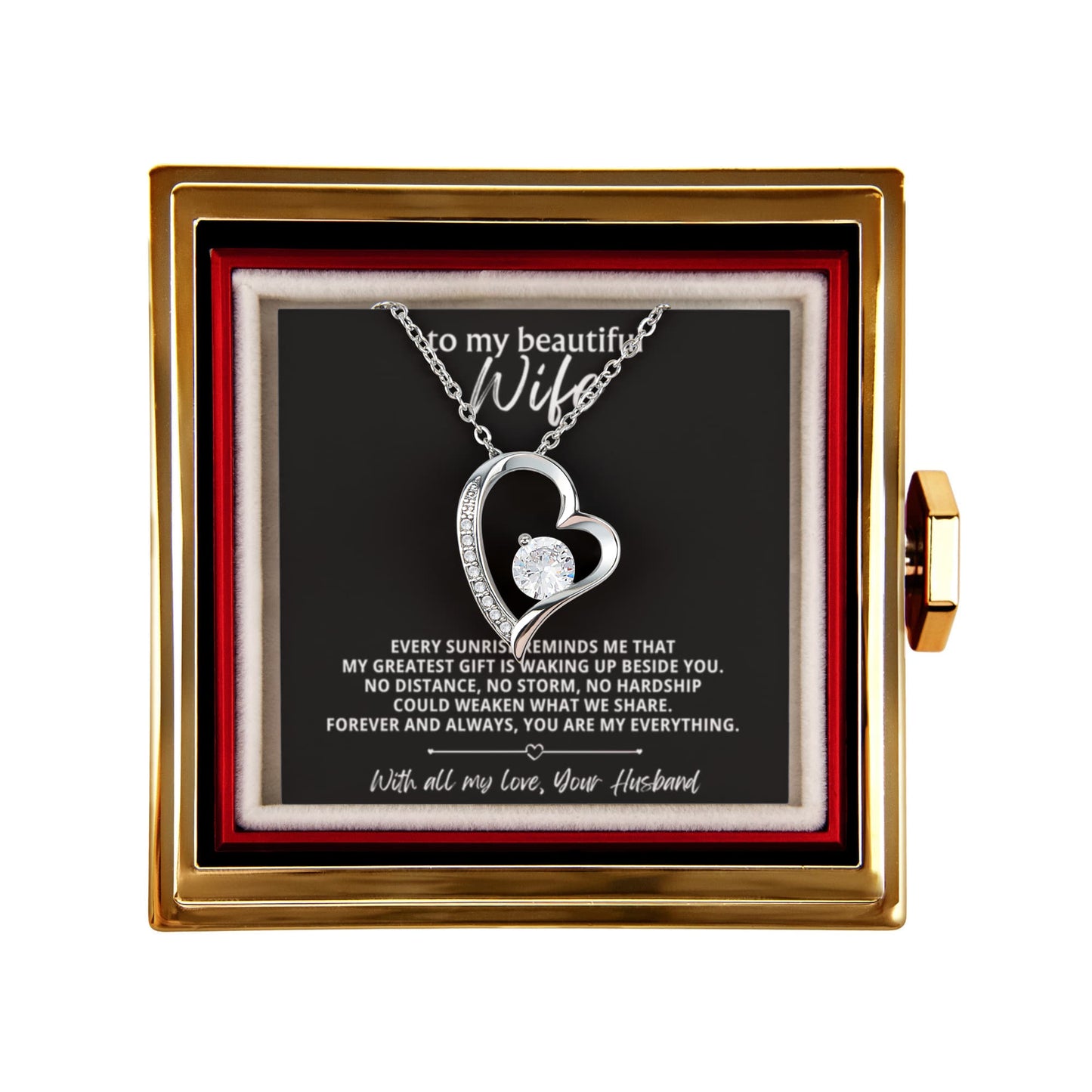 Wife Heart Necklace & Rose Gift Set