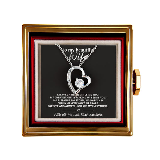 Wife Heart Necklace & Rose Gift Set