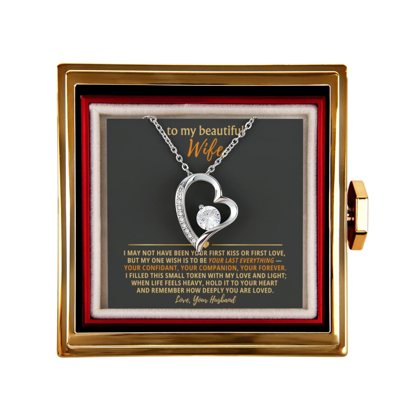 Wife Heart Necklace & Rose Gift Set