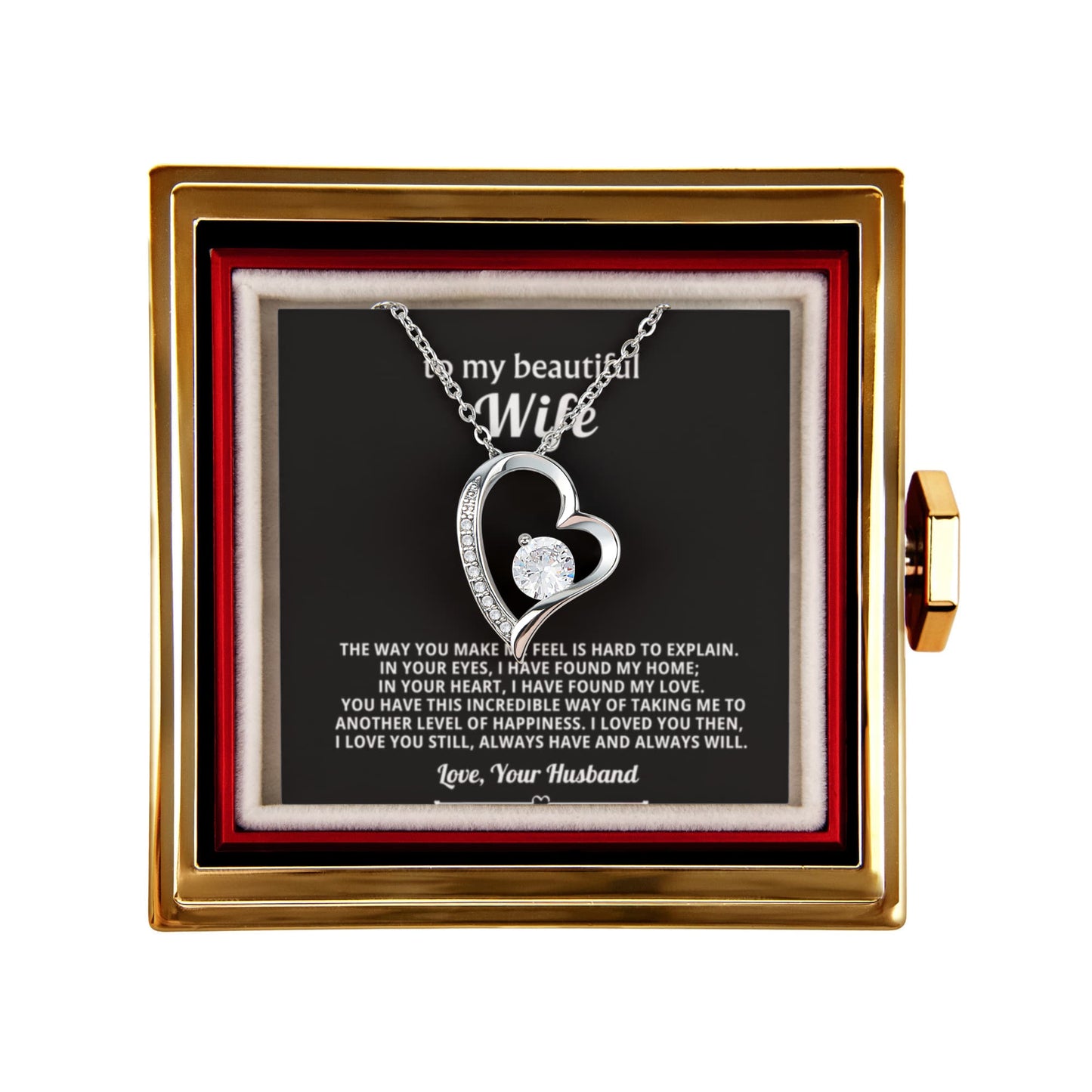 Wife Heart Necklace & Rose Gift Set