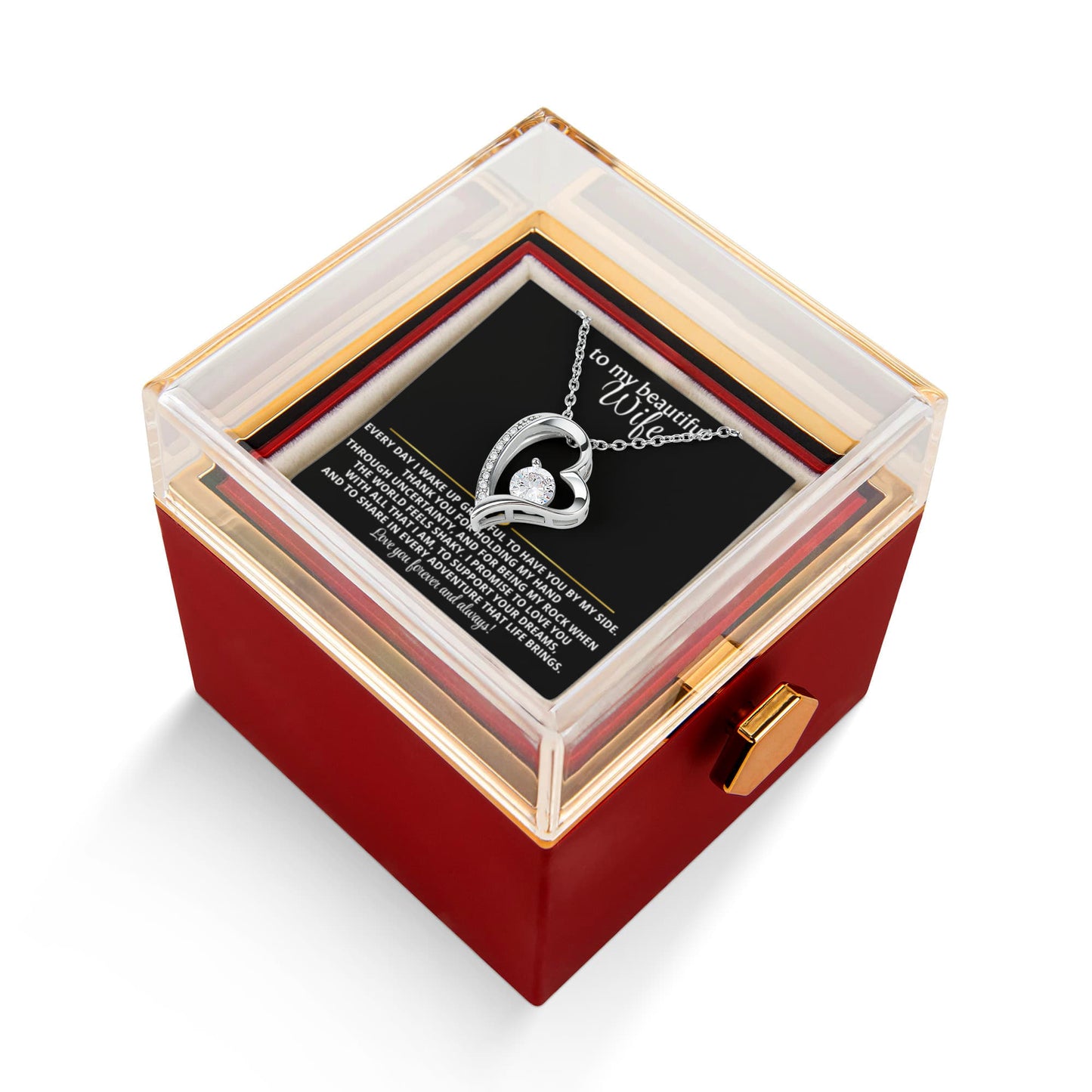 Wife Heart Necklace and Rose Gift Set