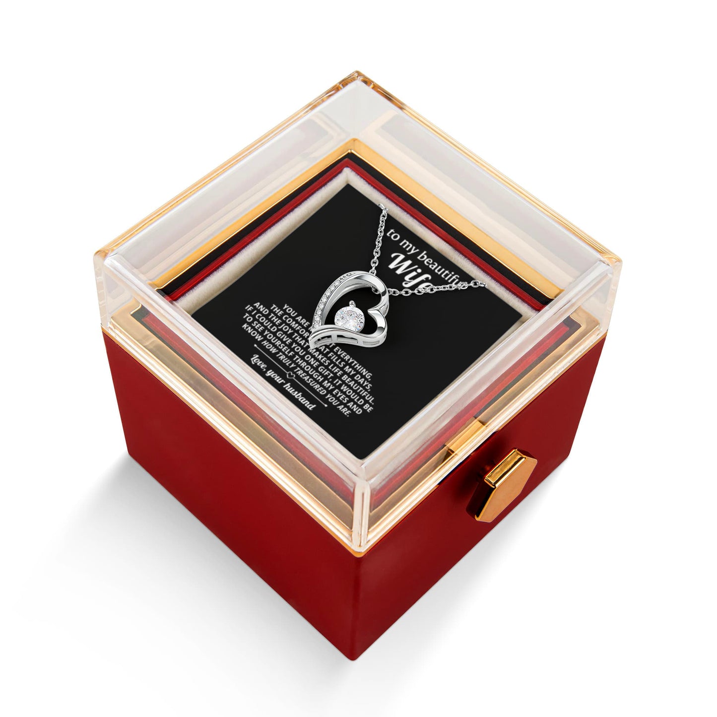 Wife Heart Necklace & Rose Gift Set