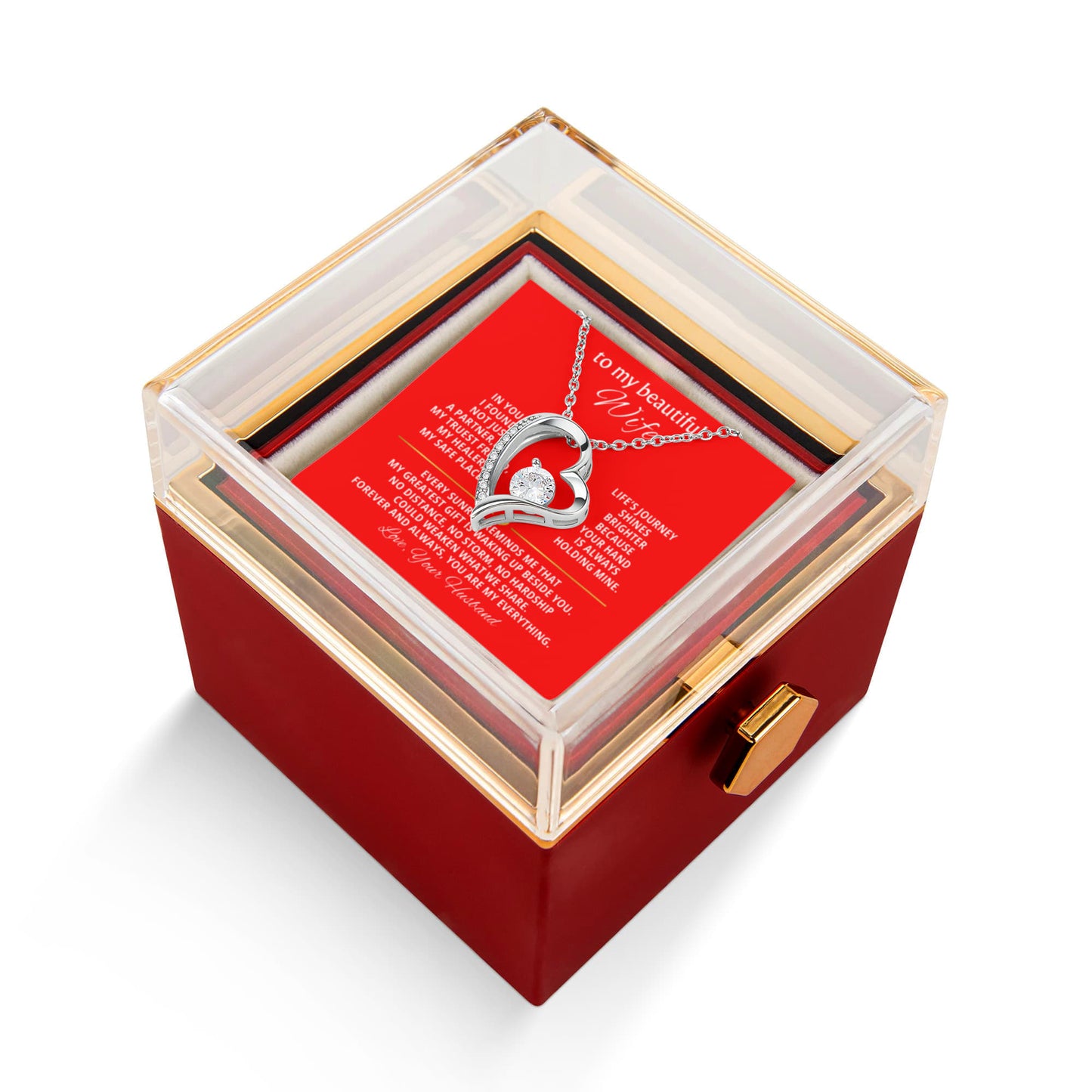 Wife Heart Necklace & Rose Gift Set