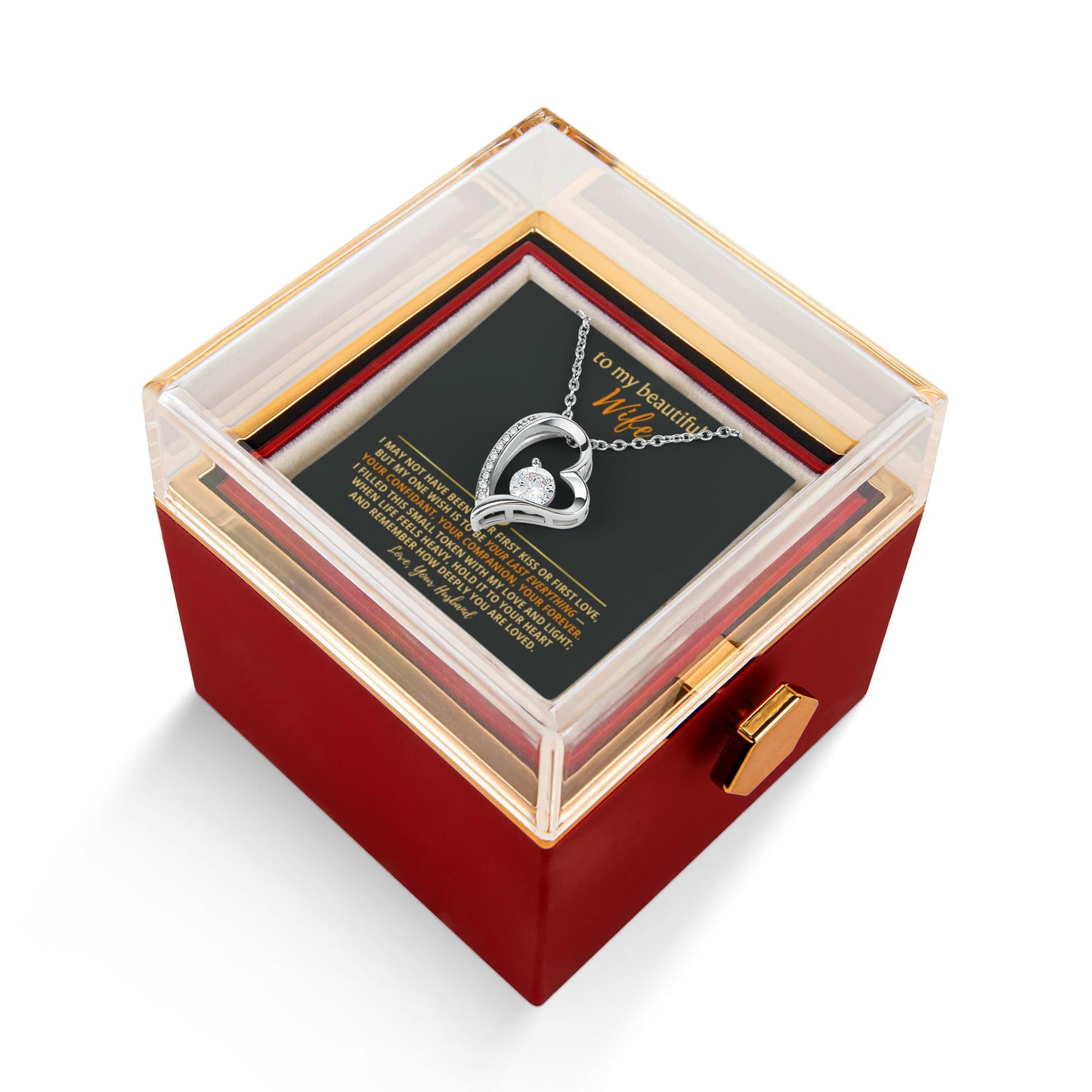 Wife Heart Necklace & Rose Gift Set