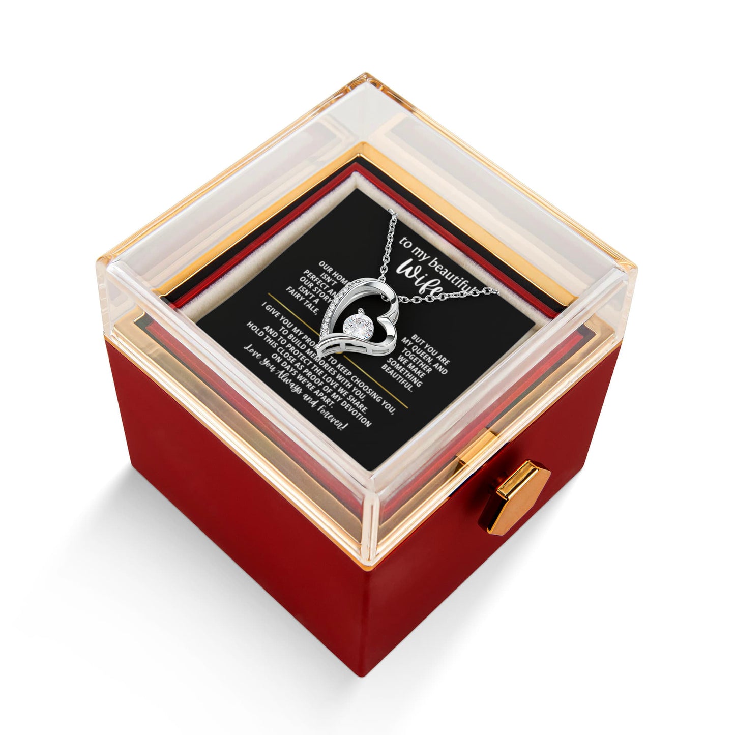 Wife Heart Necklace & Rose Gift Set