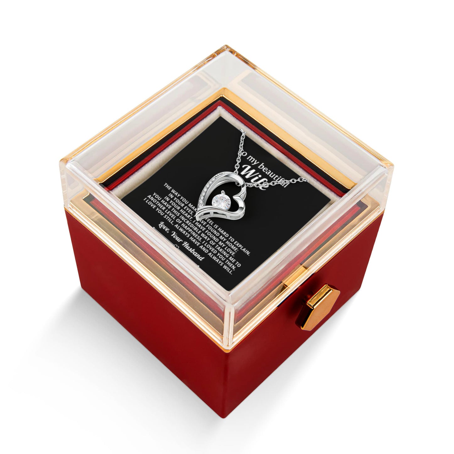 Wife Heart Necklace & Rose Gift Set