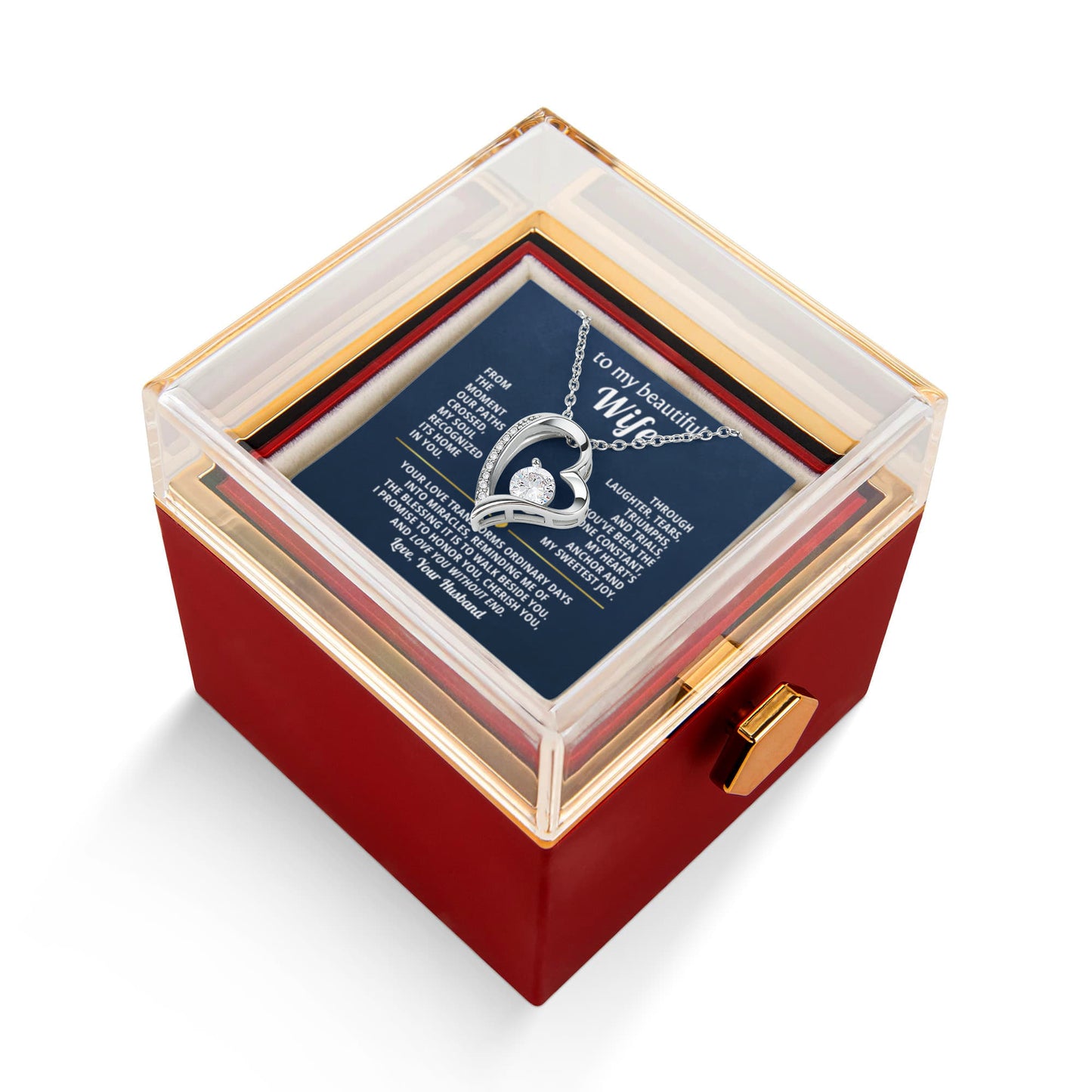 Wife Heart Necklace & Rose Gift Set