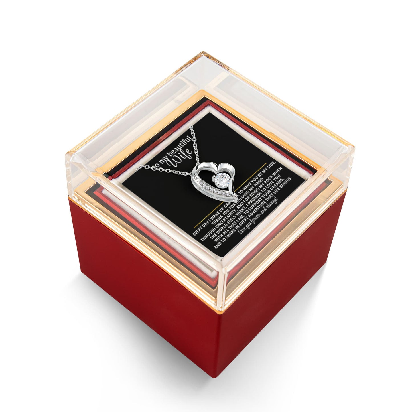 Wife Heart Necklace and Rose Gift Set