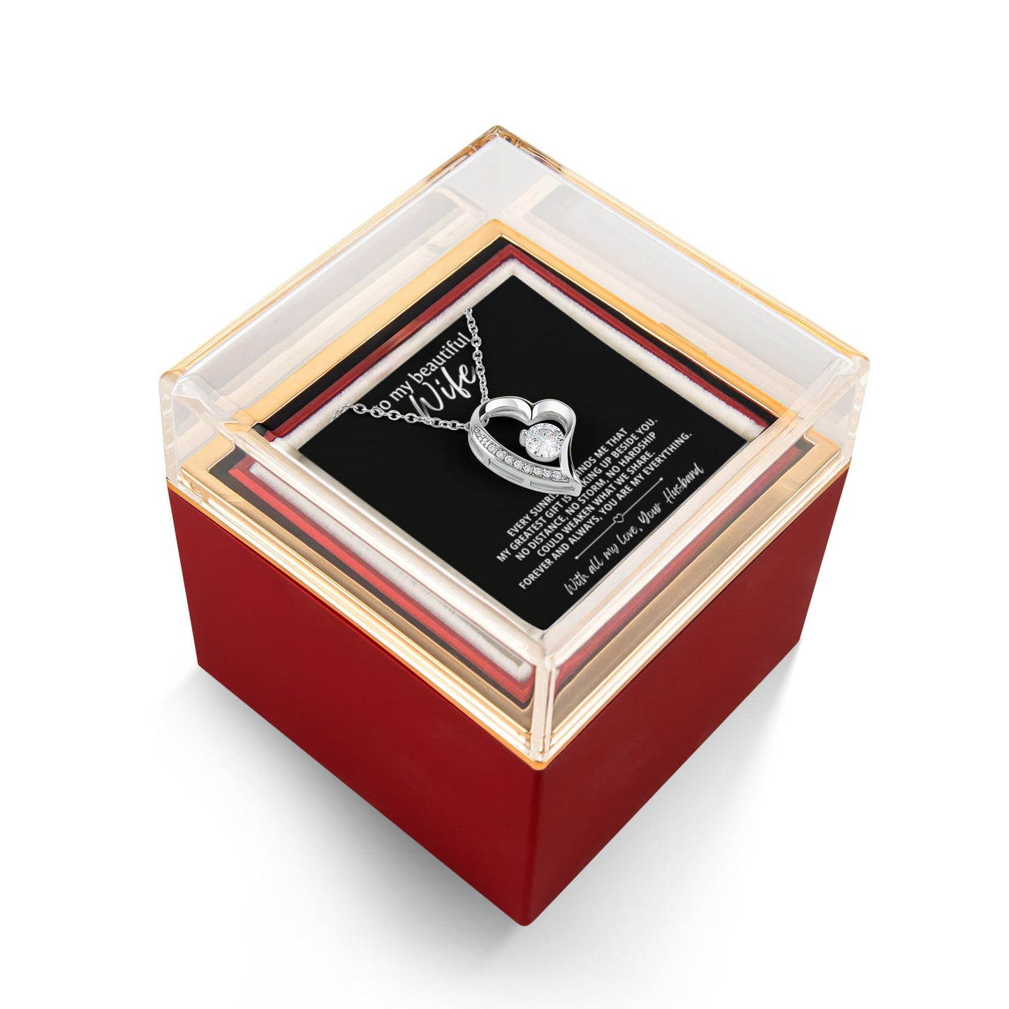 Wife Heart Necklace & Rose Gift Set