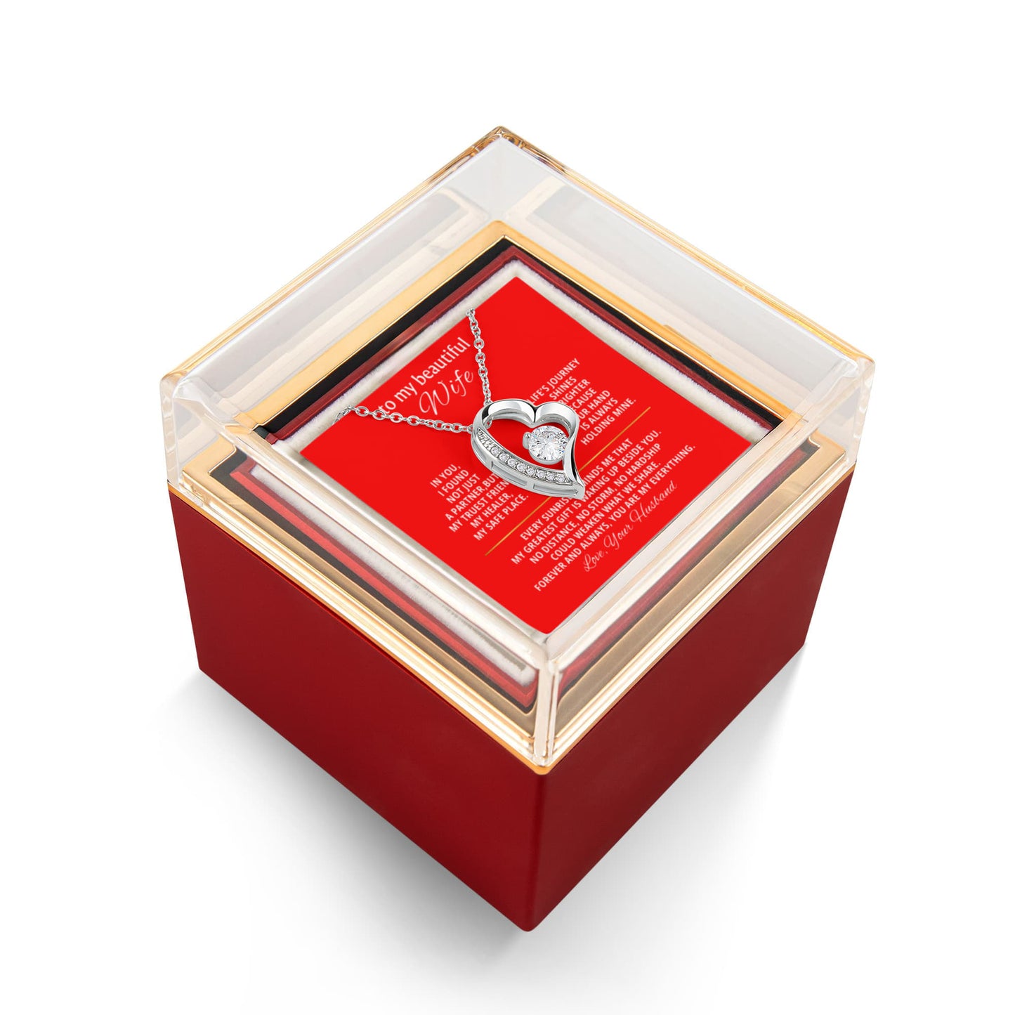 Wife Heart Necklace & Rose Gift Set