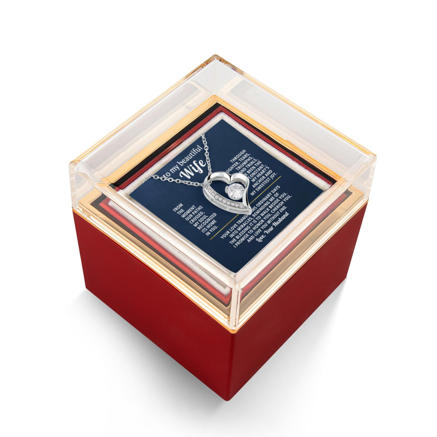 Wife Heart Necklace & Rose Gift Set