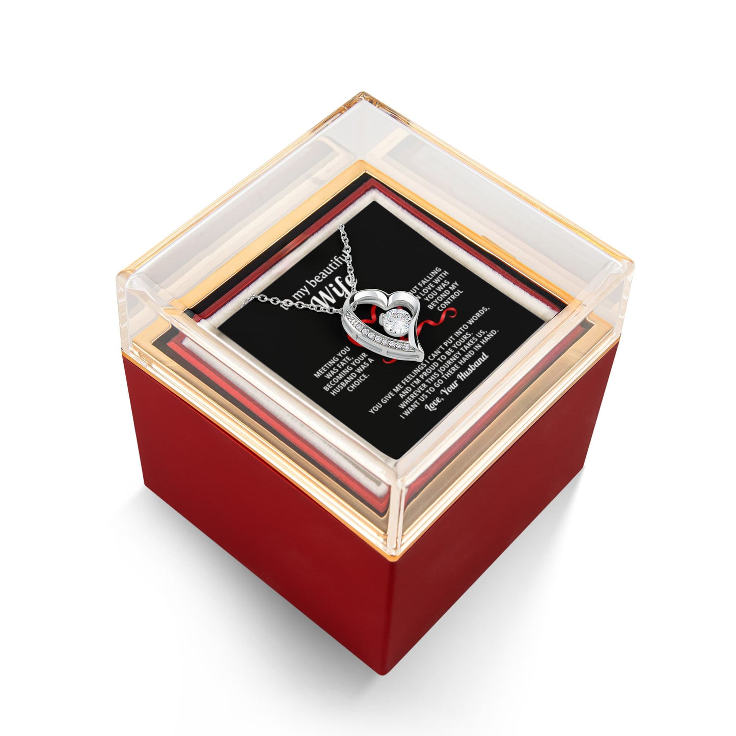 Wife Heart Necklace & Rose Gift Set