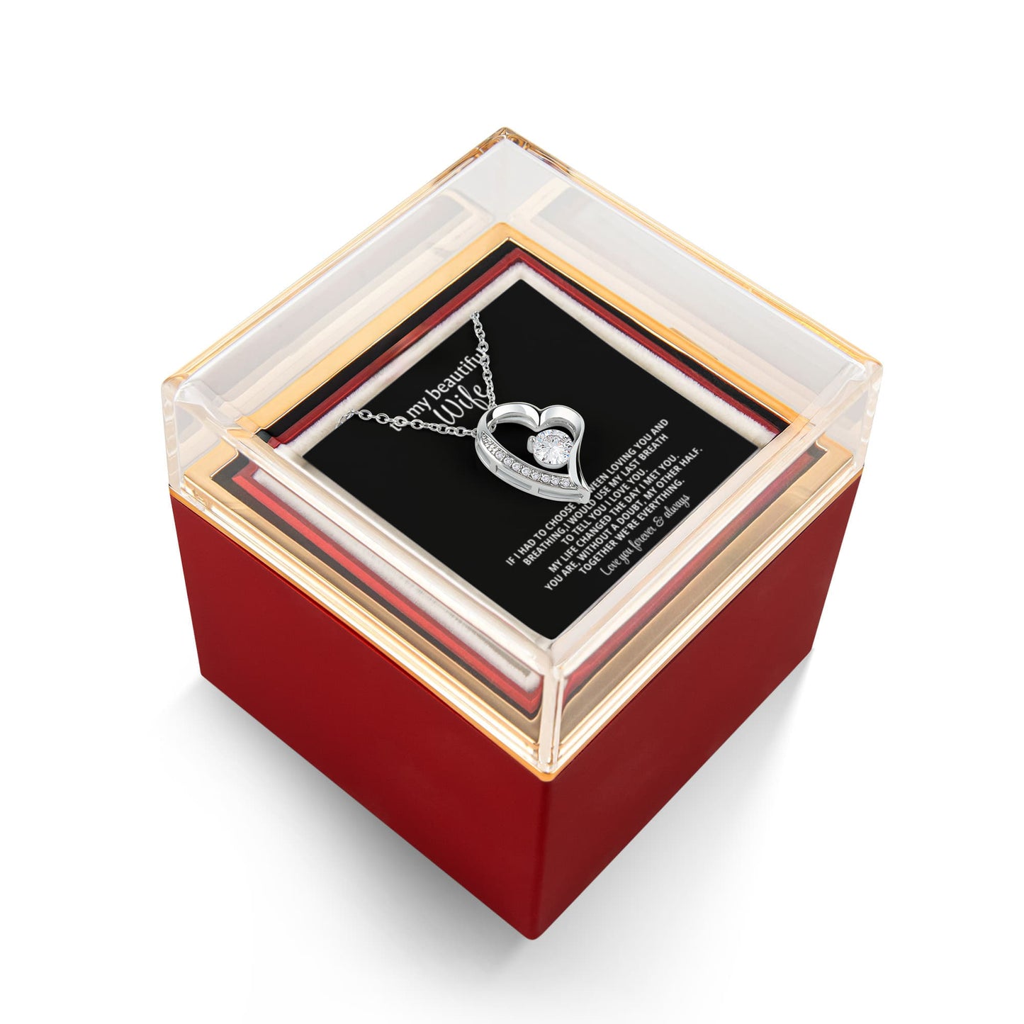 Wife Heart Necklace & Rose Gift Set