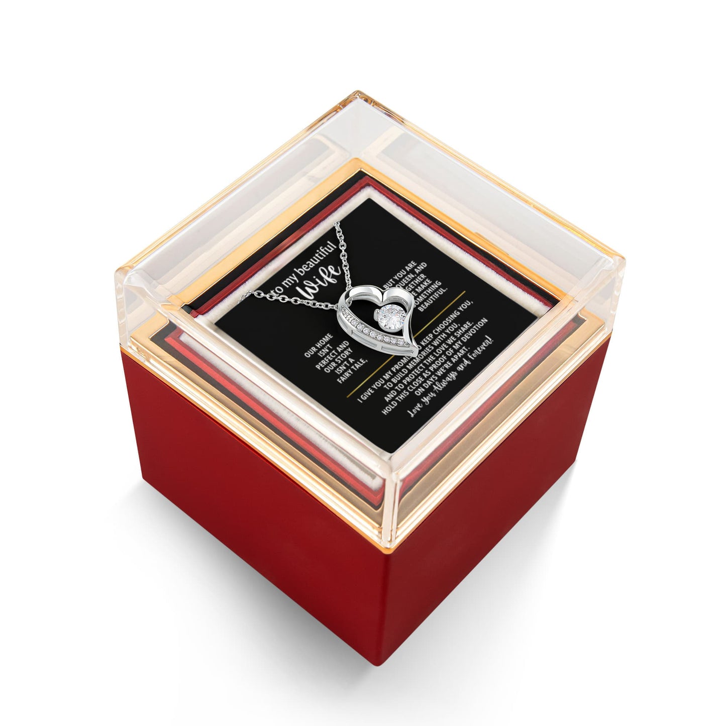Wife Heart Necklace & Rose Gift Set