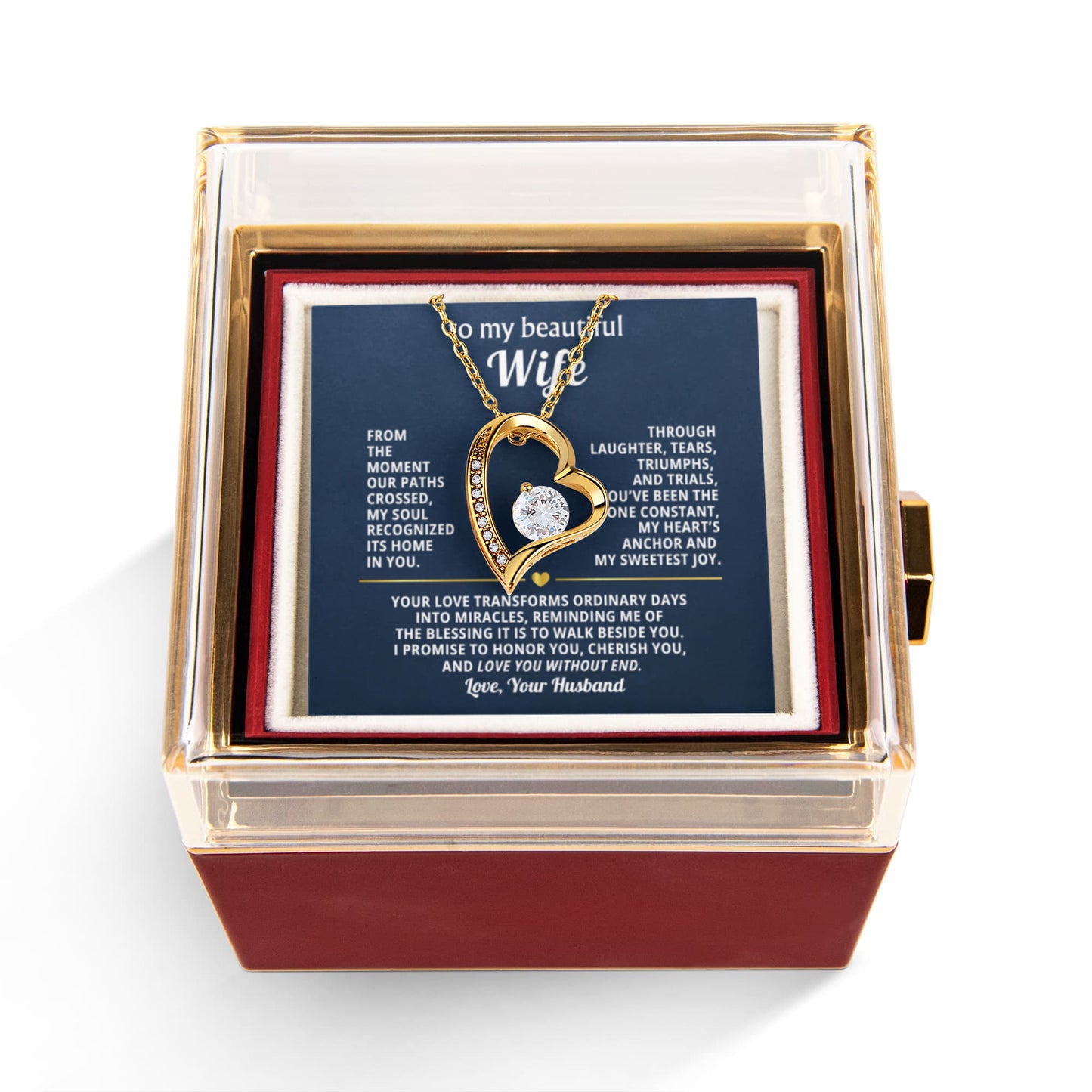 Wife Heart Necklace & Rose Gift Set