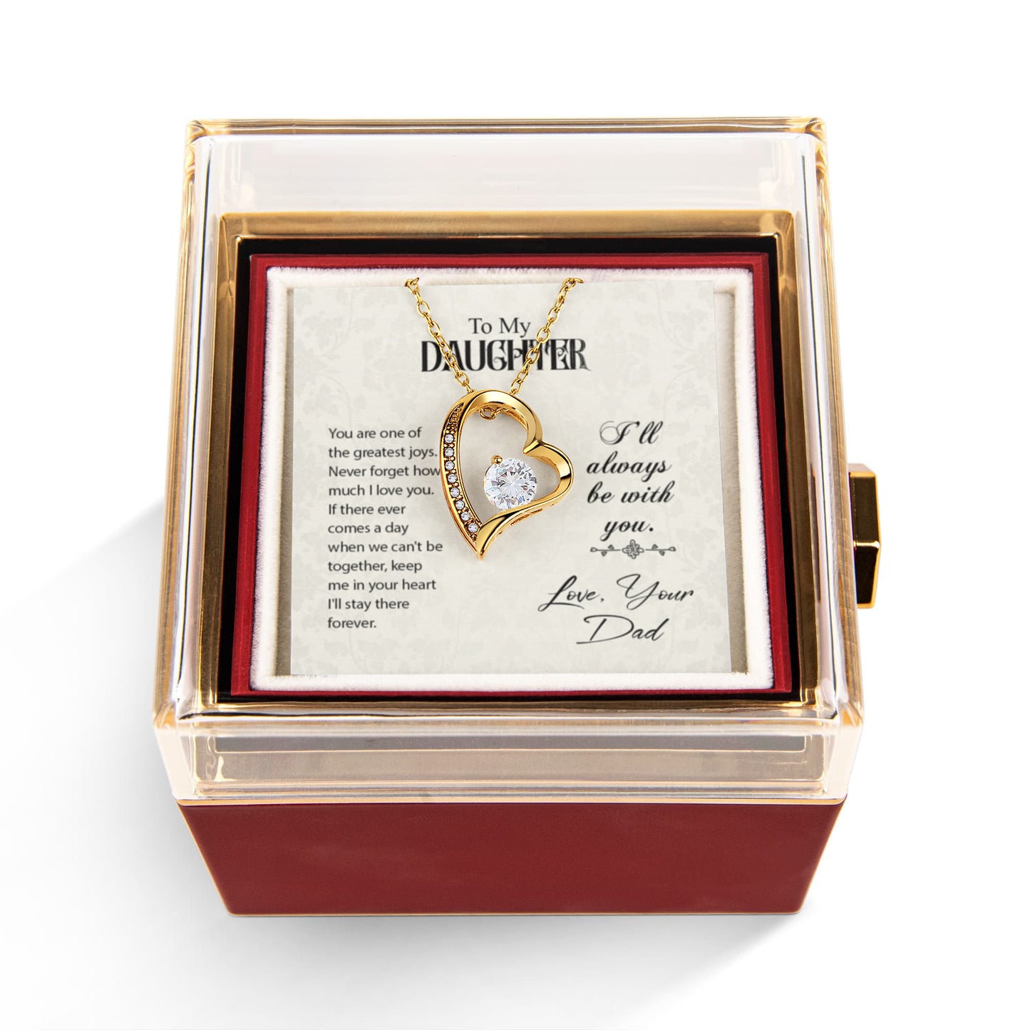 To My Daughter Necklace Rotating Rose  Box Gift Set