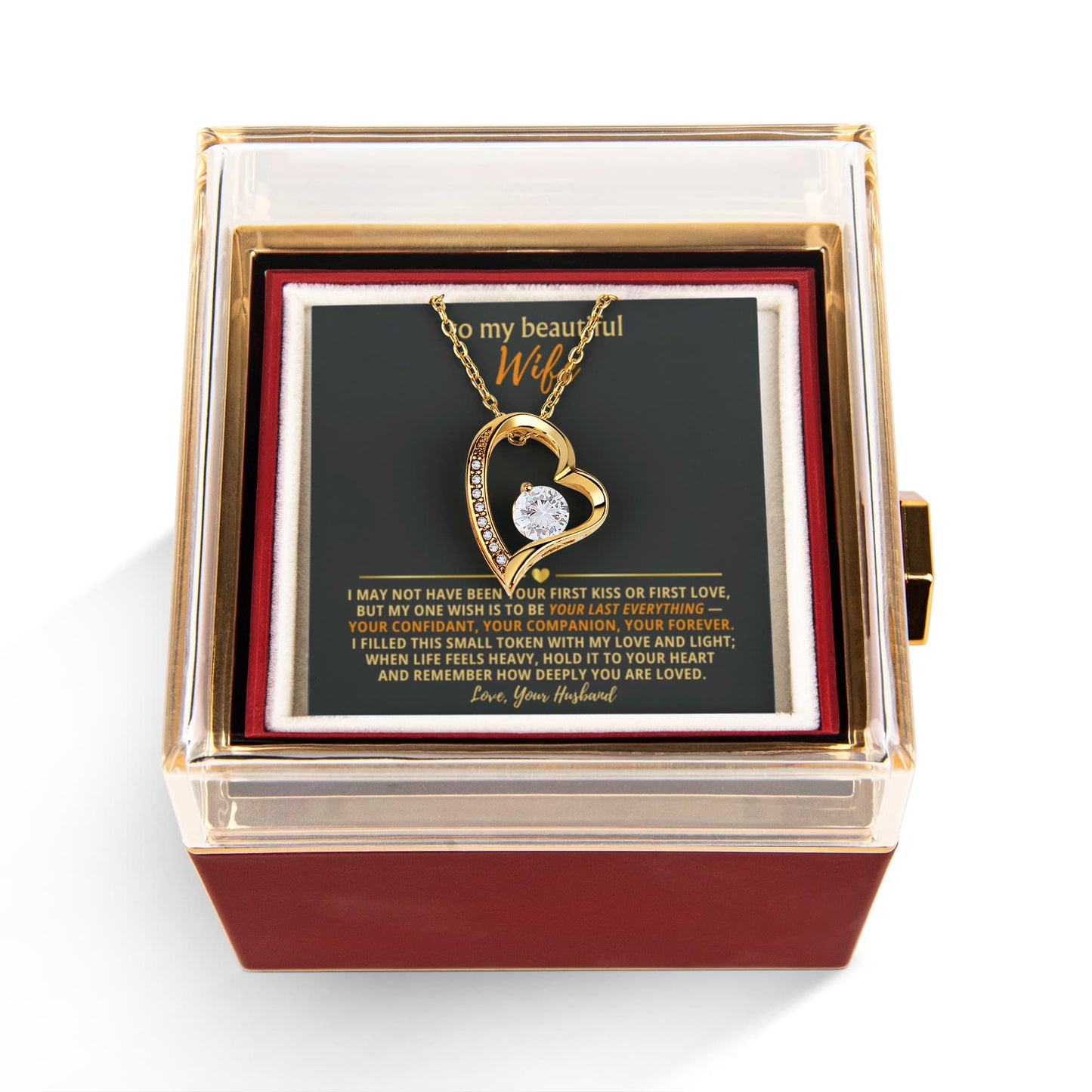 Wife Heart Necklace & Rose Gift Set