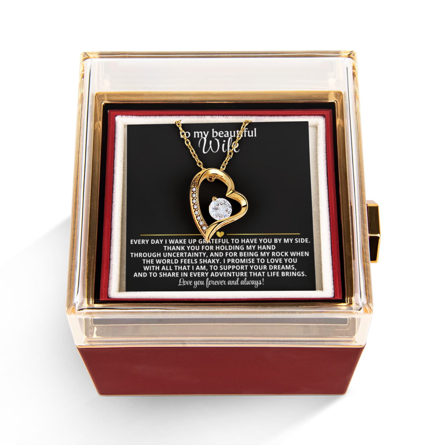 Wife Heart Necklace and Rose Gift Set