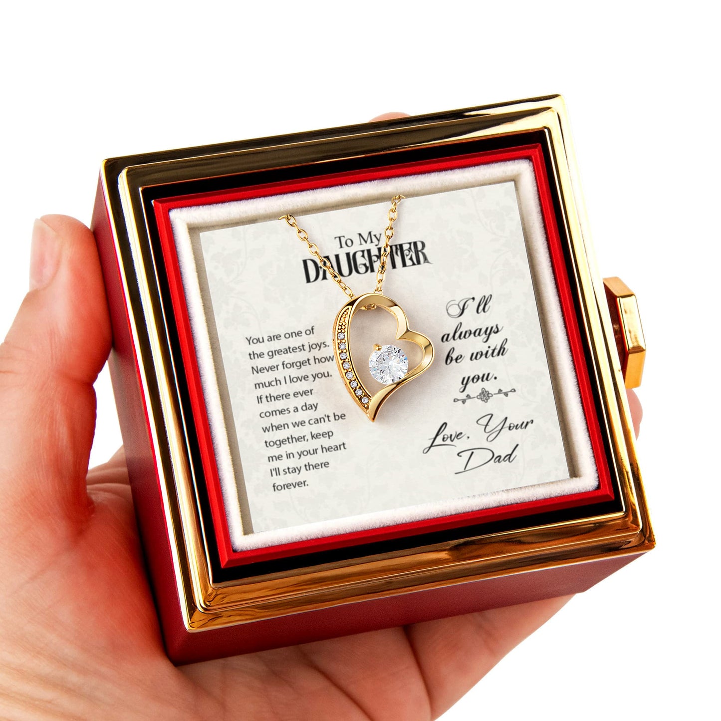 To My Daughter Necklace Rotating Rose  Box Gift Set