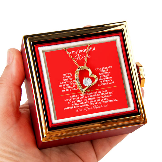 Wife Heart Necklace & Rose Gift Set