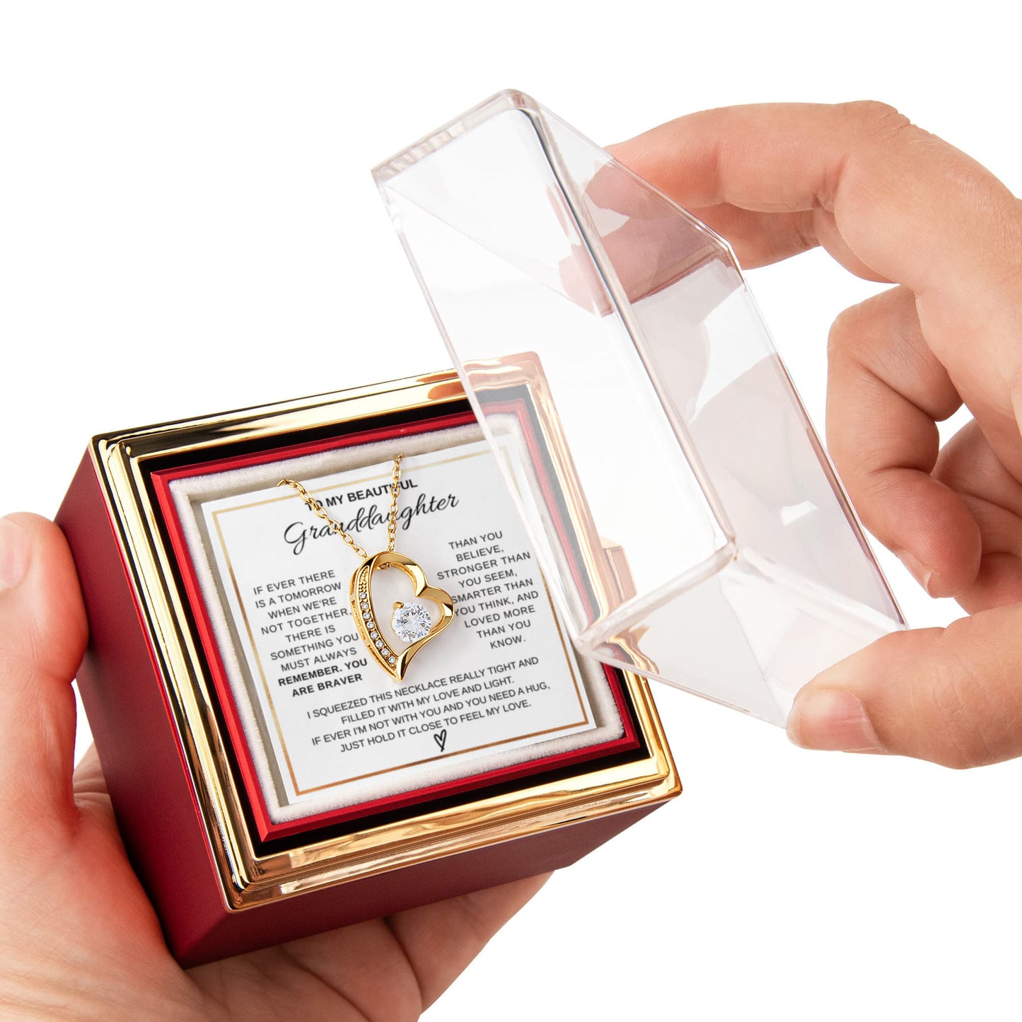 To My Granddaughter Necklace Rotating Rose  Box Gift Set