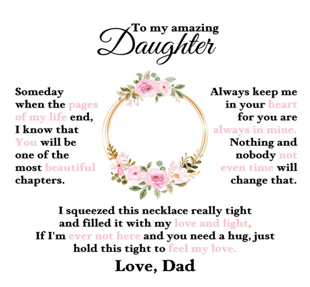 To My Daughter Necklace Rotating Rose  Box Gift Set