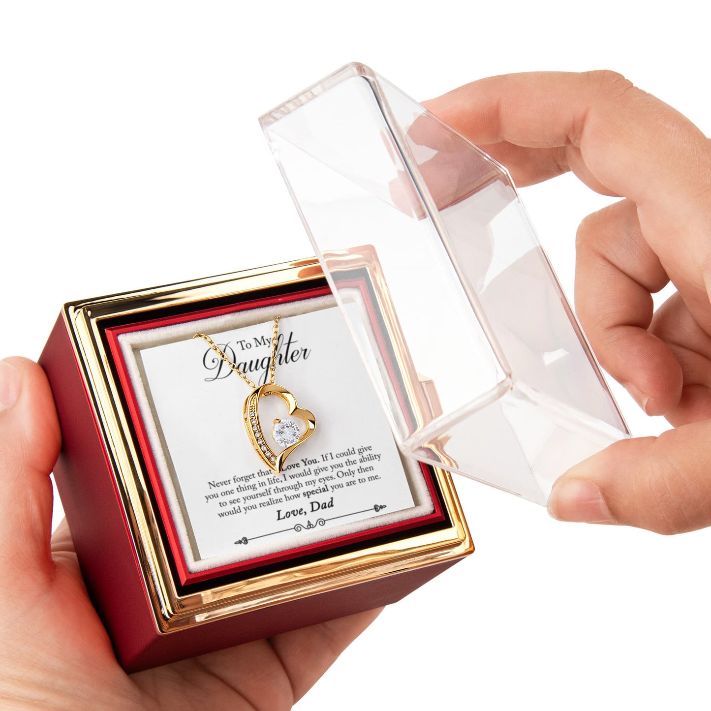 To My Daughter Necklace Rotating Rose  Box Gift Set