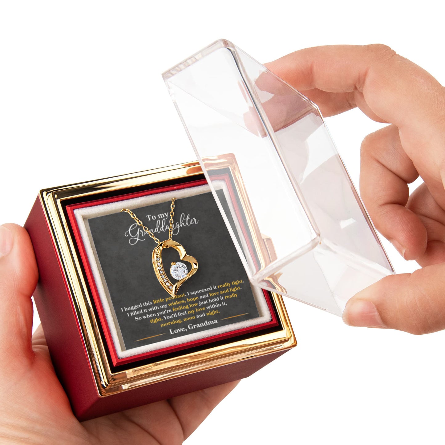 To My Granddaughter Necklace Rotating Rose  Box Gift Set