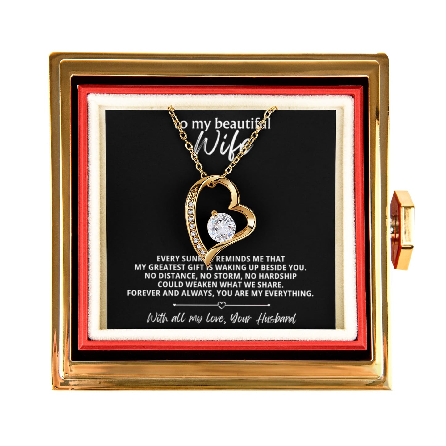 Wife Heart Necklace & Rose Gift Set