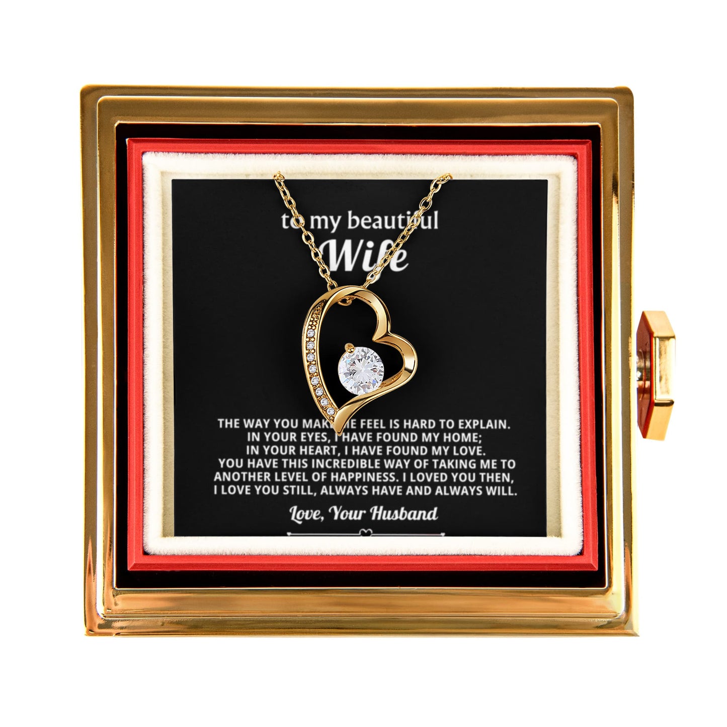 Wife Heart Necklace & Rose Gift Set