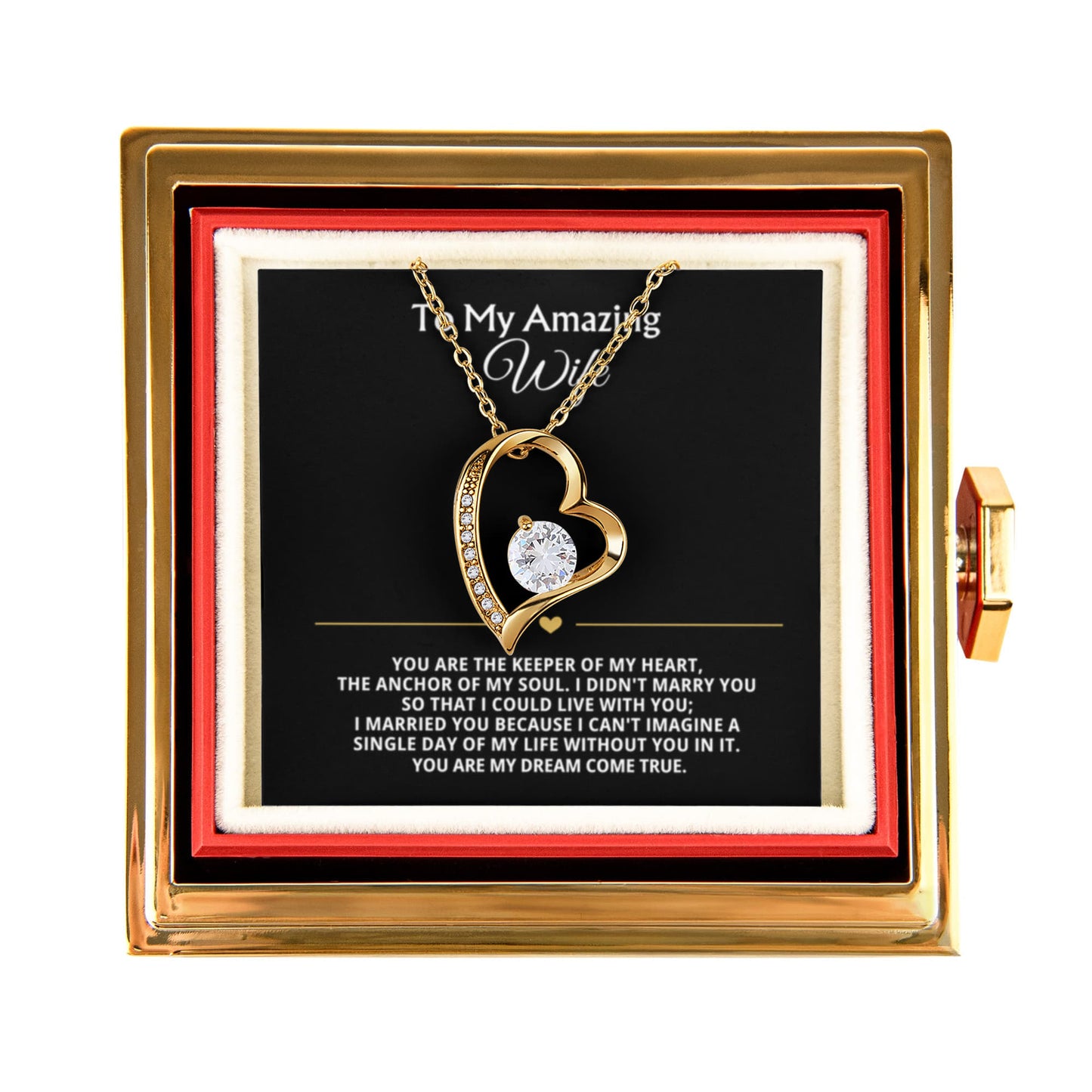 Wife Heart Necklace & Rose Gift Set