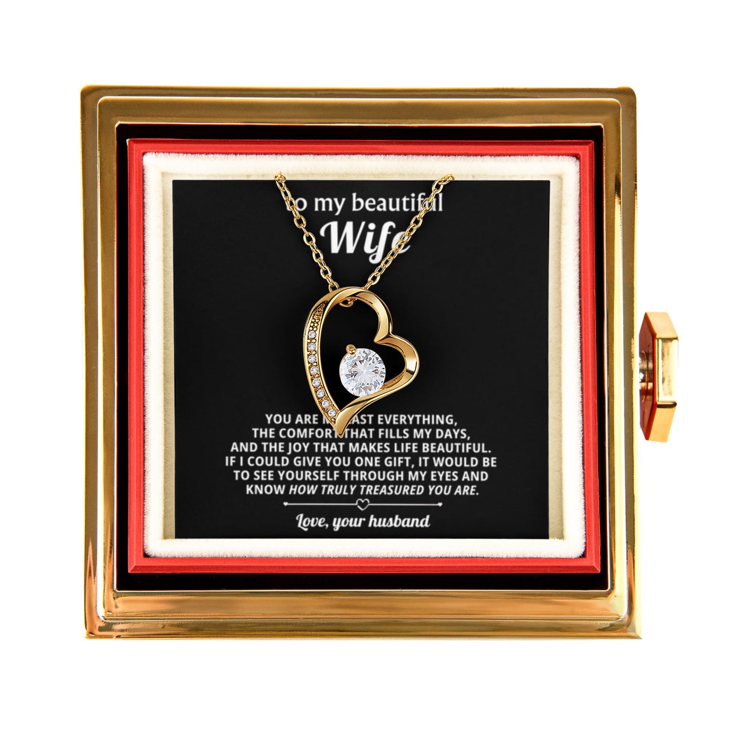 Wife Heart Necklace & Rose Gift Set