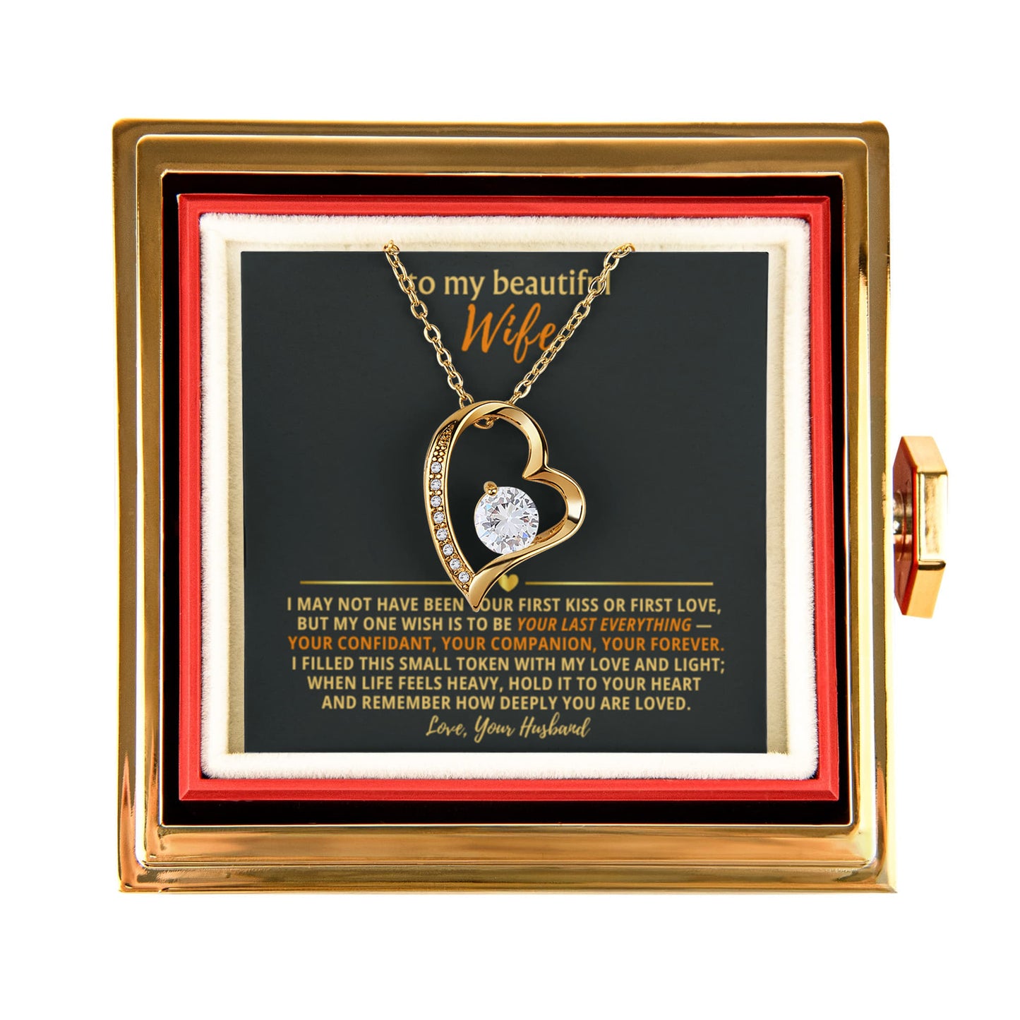 Wife Heart Necklace & Rose Gift Set