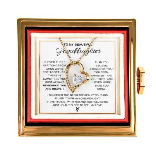 To My Granddaughter Necklace Rotating Rose  Box Gift Set
