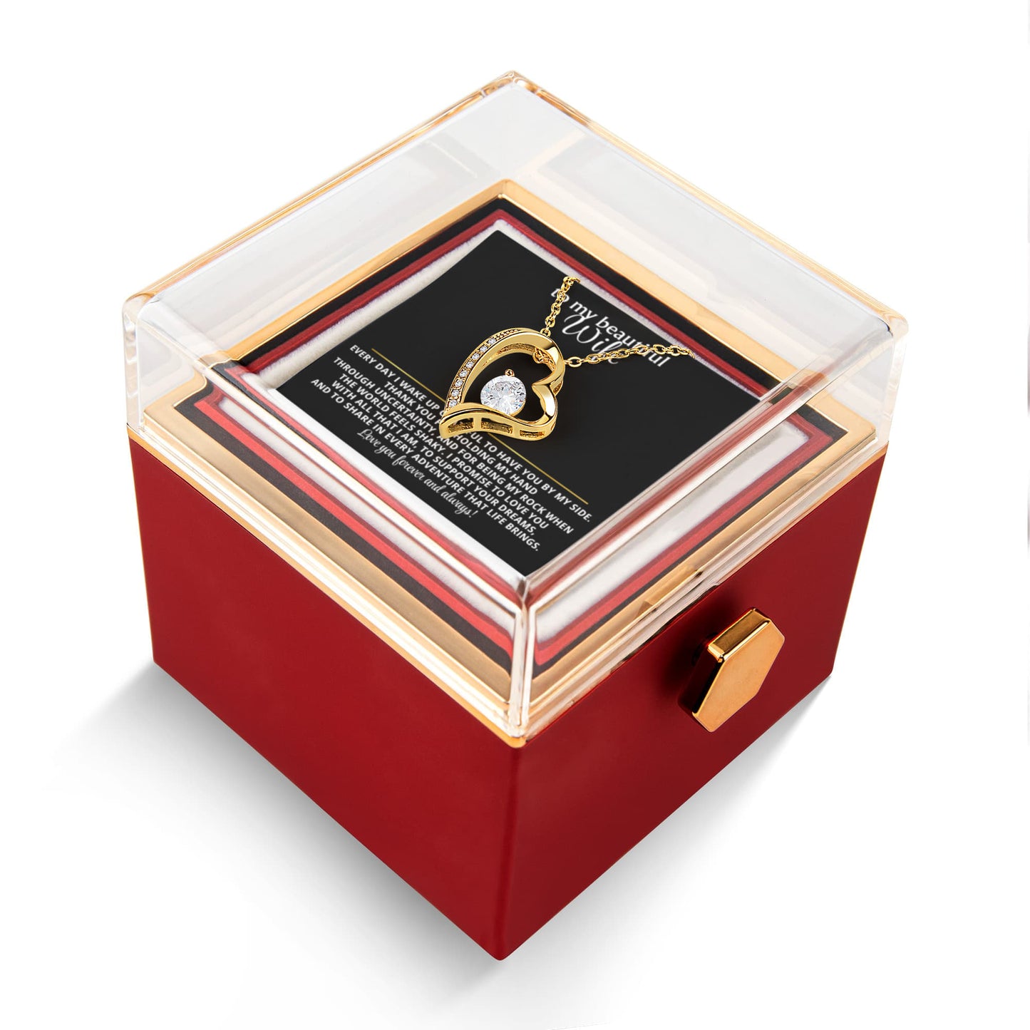Wife Heart Necklace and Rose Gift Set