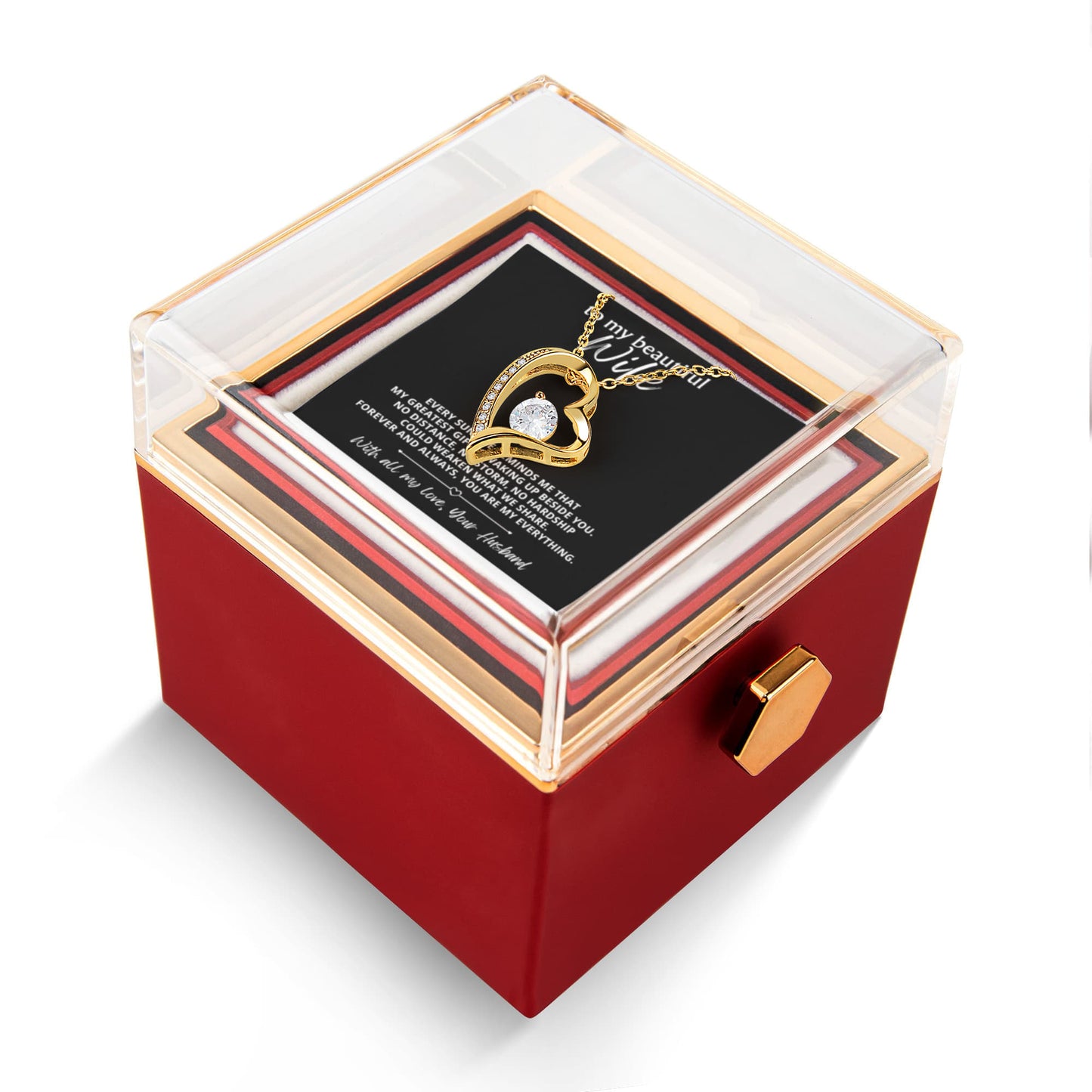 Wife Heart Necklace & Rose Gift Set