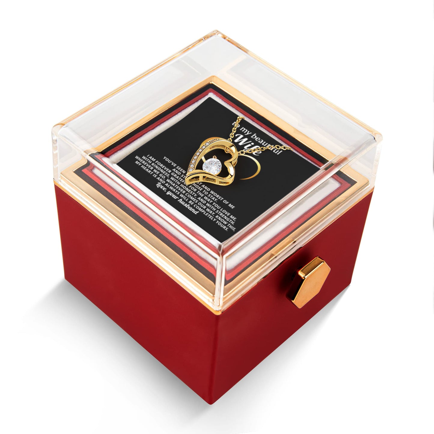 Wife Heart Necklace & Rose Gift Set