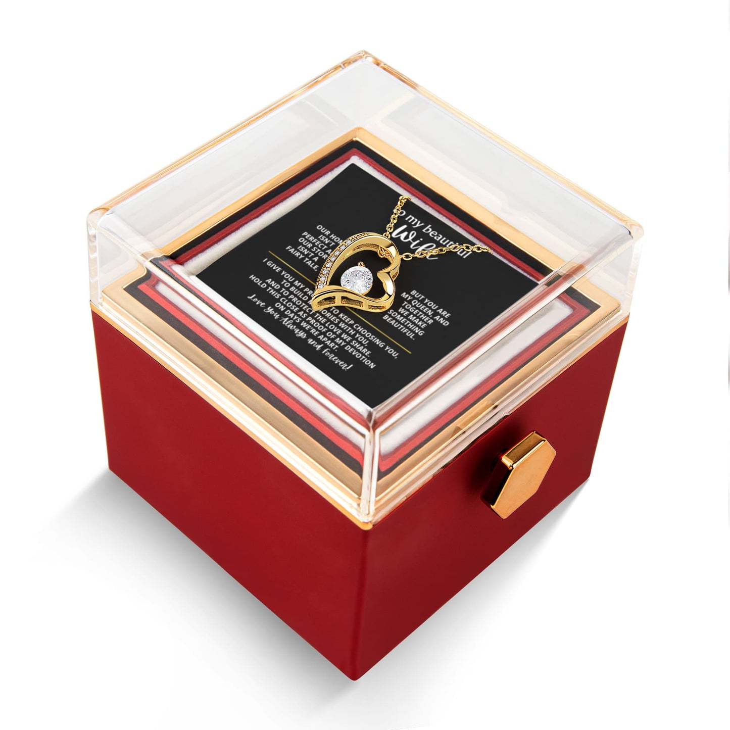 Wife Heart Necklace & Rose Gift Set