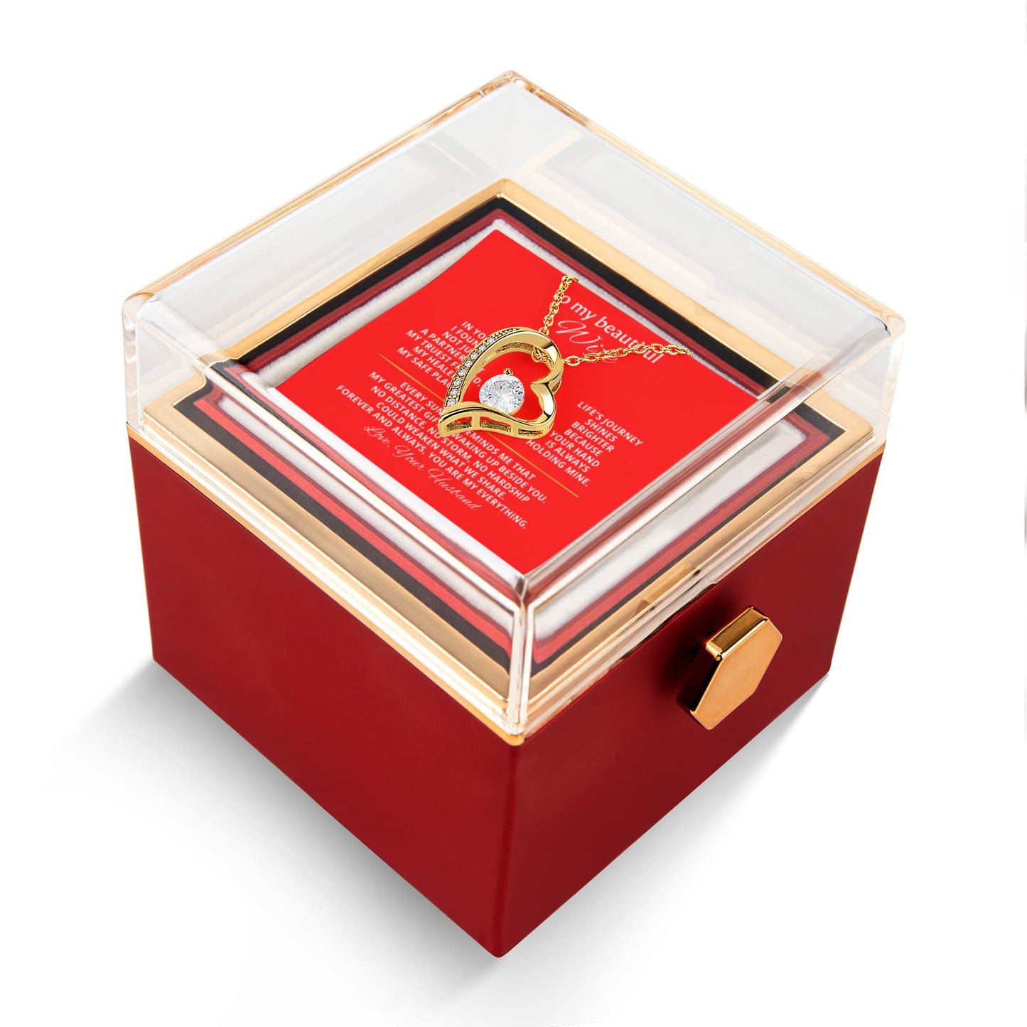 Wife Heart Necklace & Rose Gift Set