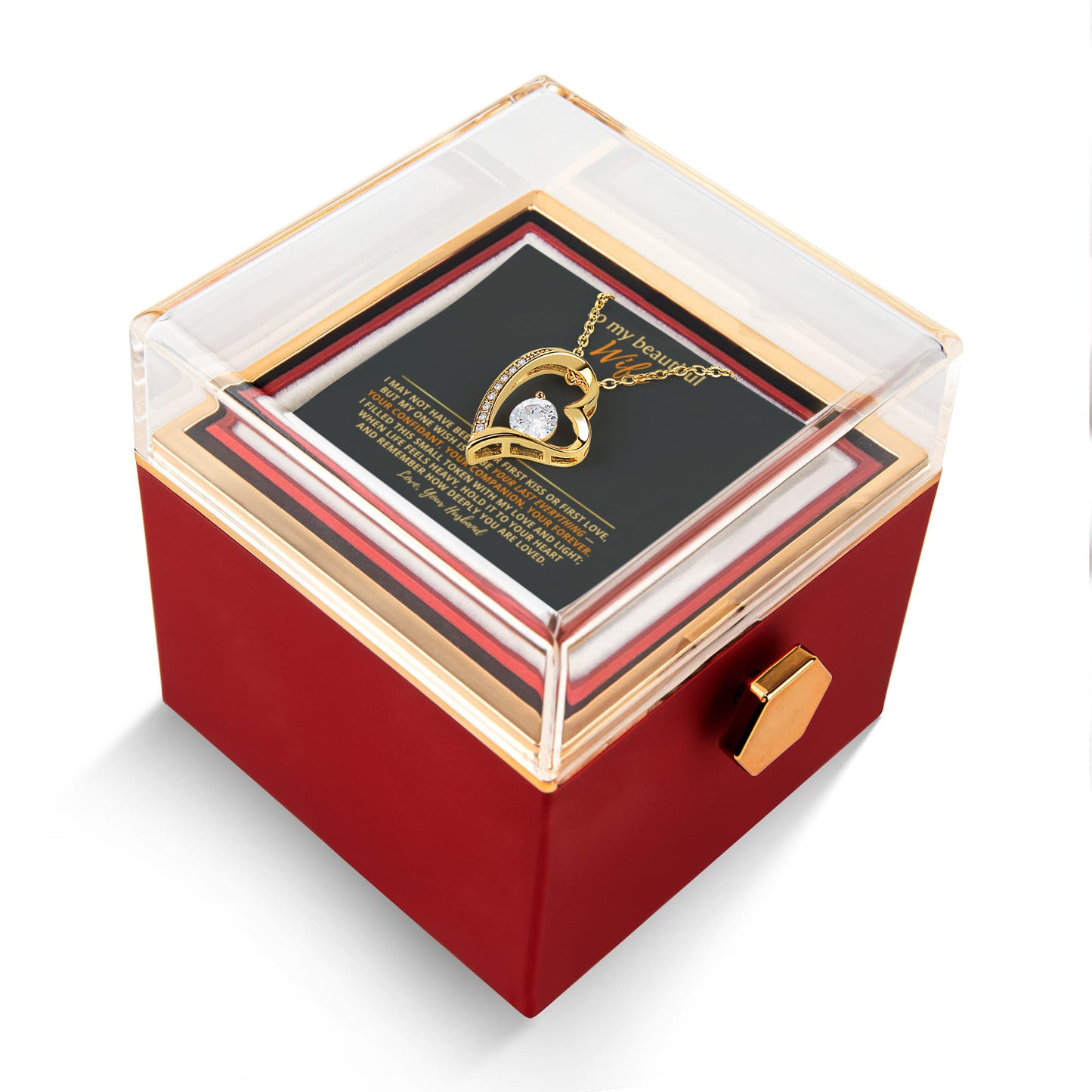 Wife Heart Necklace & Rose Gift Set