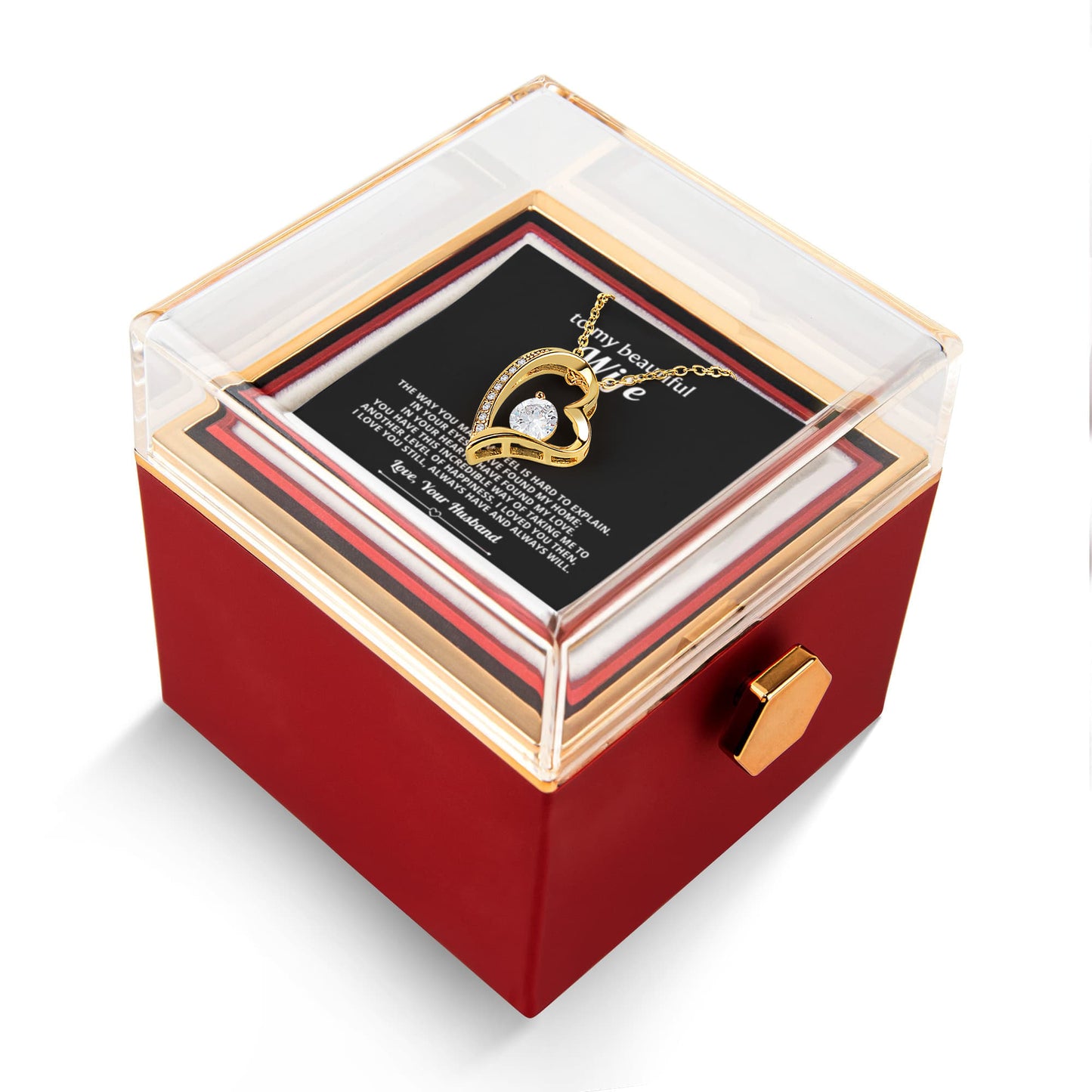 Wife Heart Necklace & Rose Gift Set