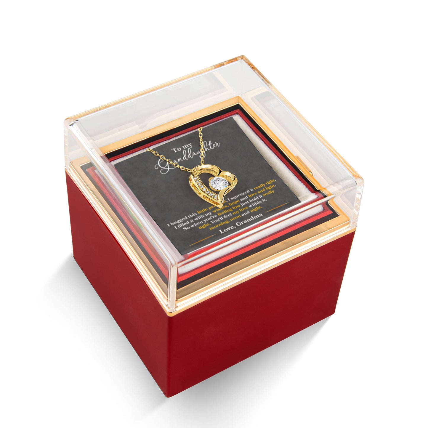 To My Granddaughter Necklace Rotating Rose  Box Gift Set